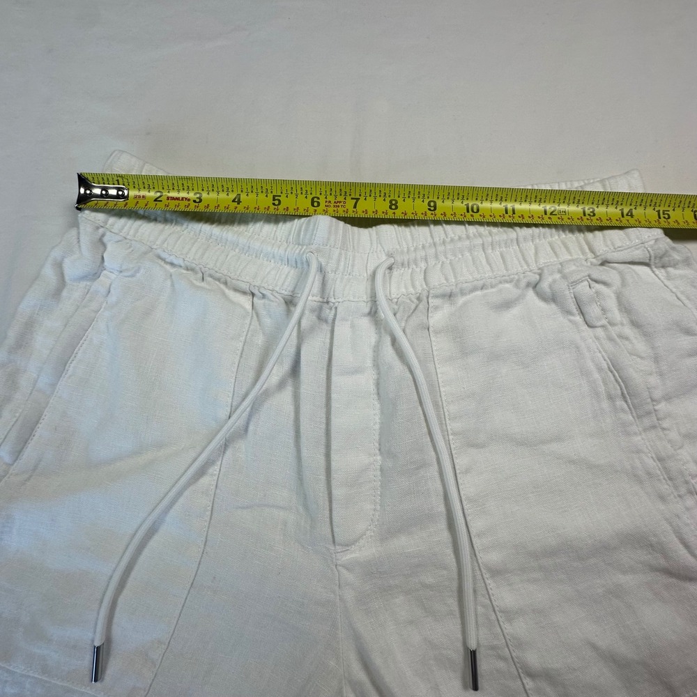 Athleta White Linen Blend Jogger Pants Drawstring Waist Elastic Cuffs Casual 4 - Picture 10 of 13
